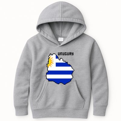 Uruguay 8 Bit Pixelated Kids Hoodie