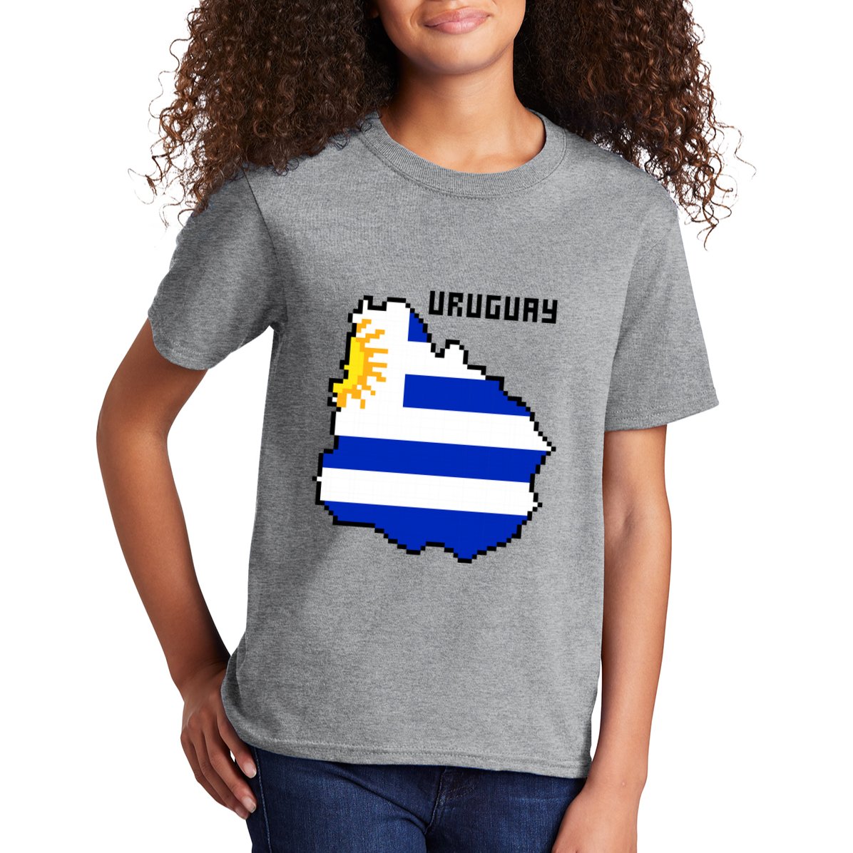 Uruguay 8 Bit Pixelated Kids T-Shirt