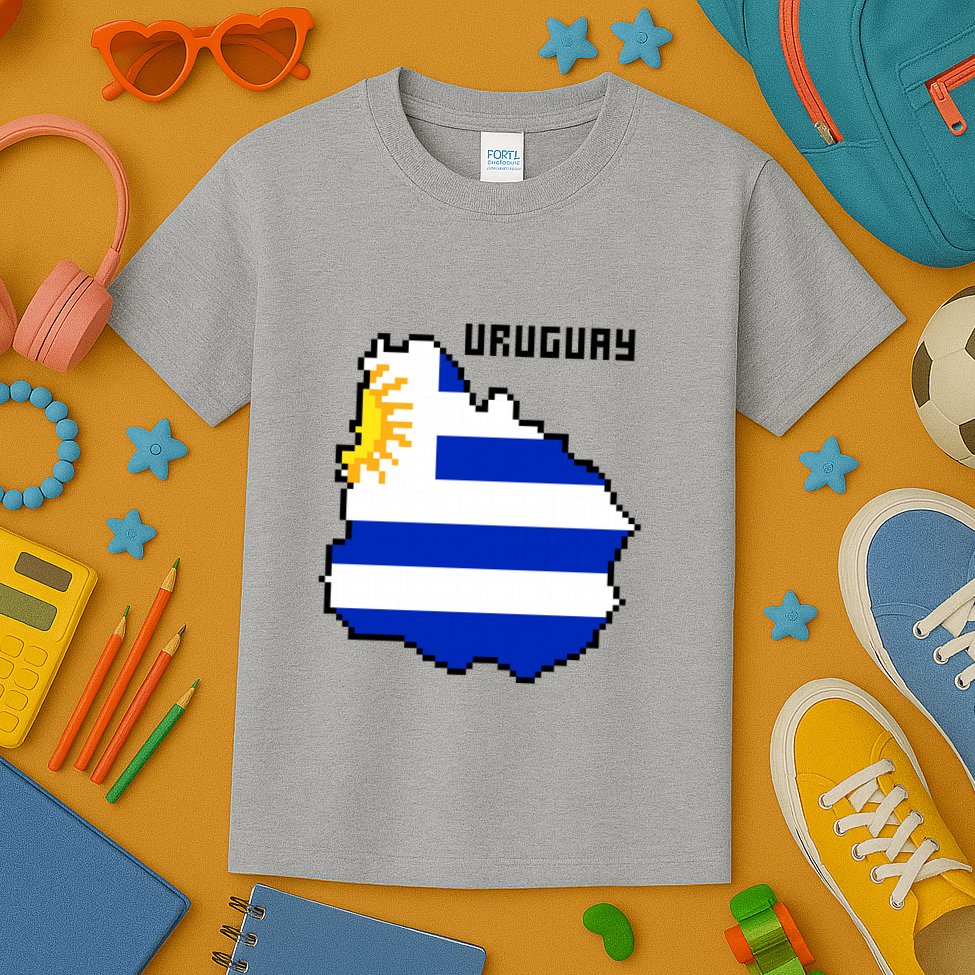 Uruguay 8 Bit Pixelated Kids T-Shirt