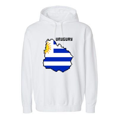 Uruguay 8 Bit Pixelated Garment-Dyed Fleece Hoodie