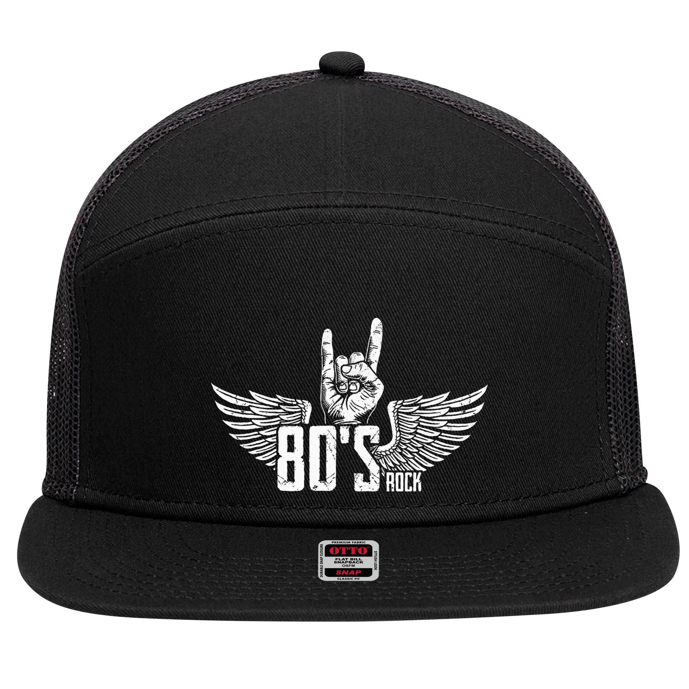 Usa 80 S Style Rock Concert Poster 80s Rock Band 7 Panel Mesh Trucker Snapback Hat