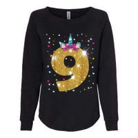 Unicorn 9th Birthday Girl Nine 9 Years Old Womens California Wash Sweatshirt