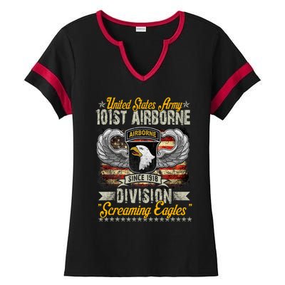 U.S Army 101St Airborne Division Veteran Veterans Day Ladies Halftime Notch Neck Tee