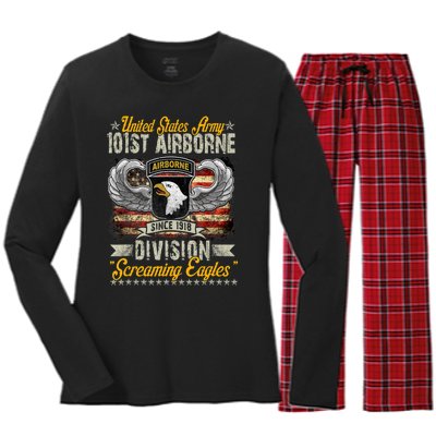 U.S Army 101St Airborne Division Veteran Veterans Day Women's Long Sleeve Flannel Pajama Set 