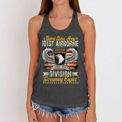 U.S Army 101St Airborne Division Veteran Veterans Day Women's Knotted Racerback Tank