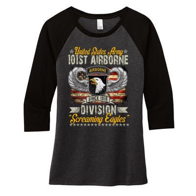 U.S Army 101St Airborne Division Veteran Veterans Day Women's Tri-Blend 3/4-Sleeve Raglan Shirt