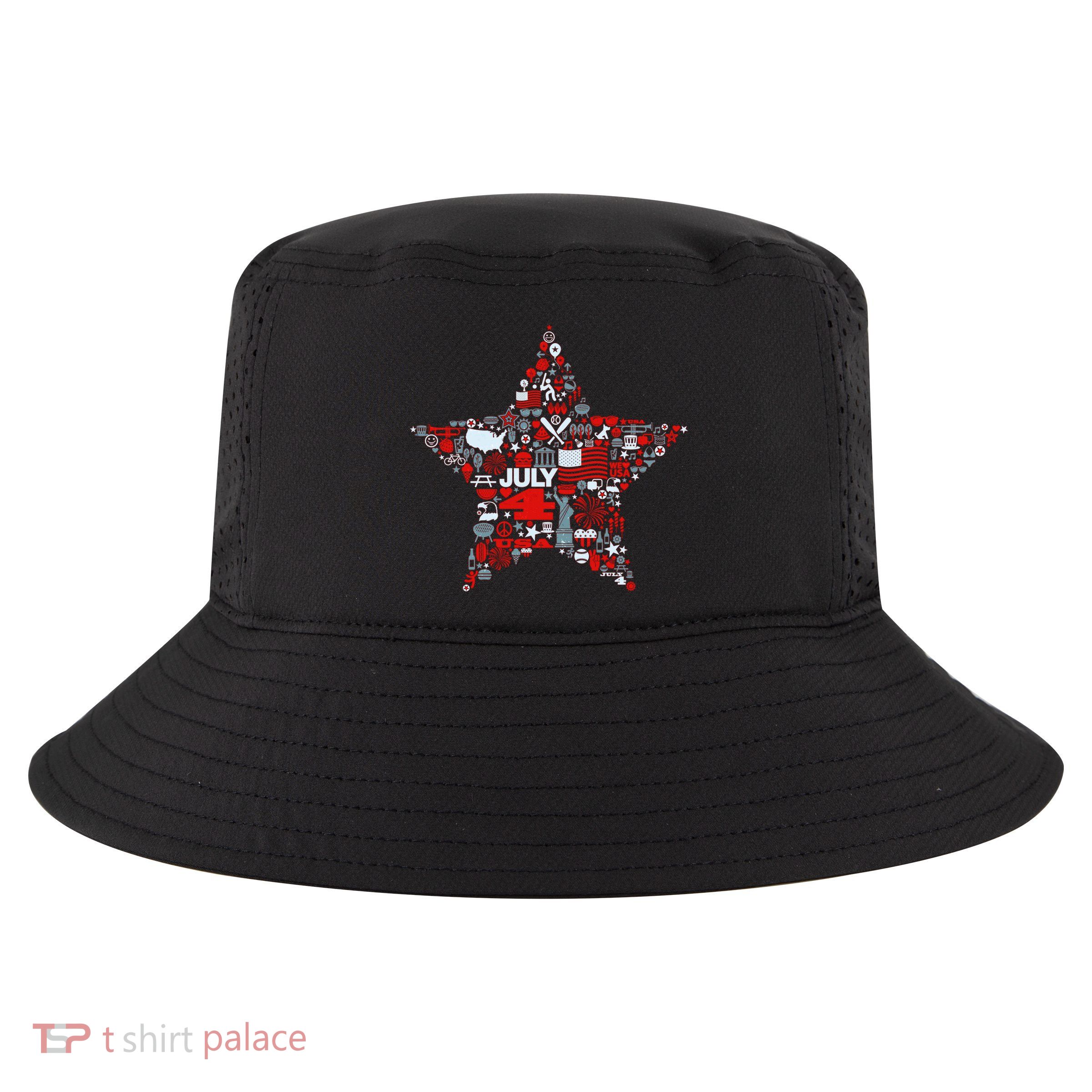 USA American 4th Of July Pattern Star Cool Comfort Performance Bucket Hat
