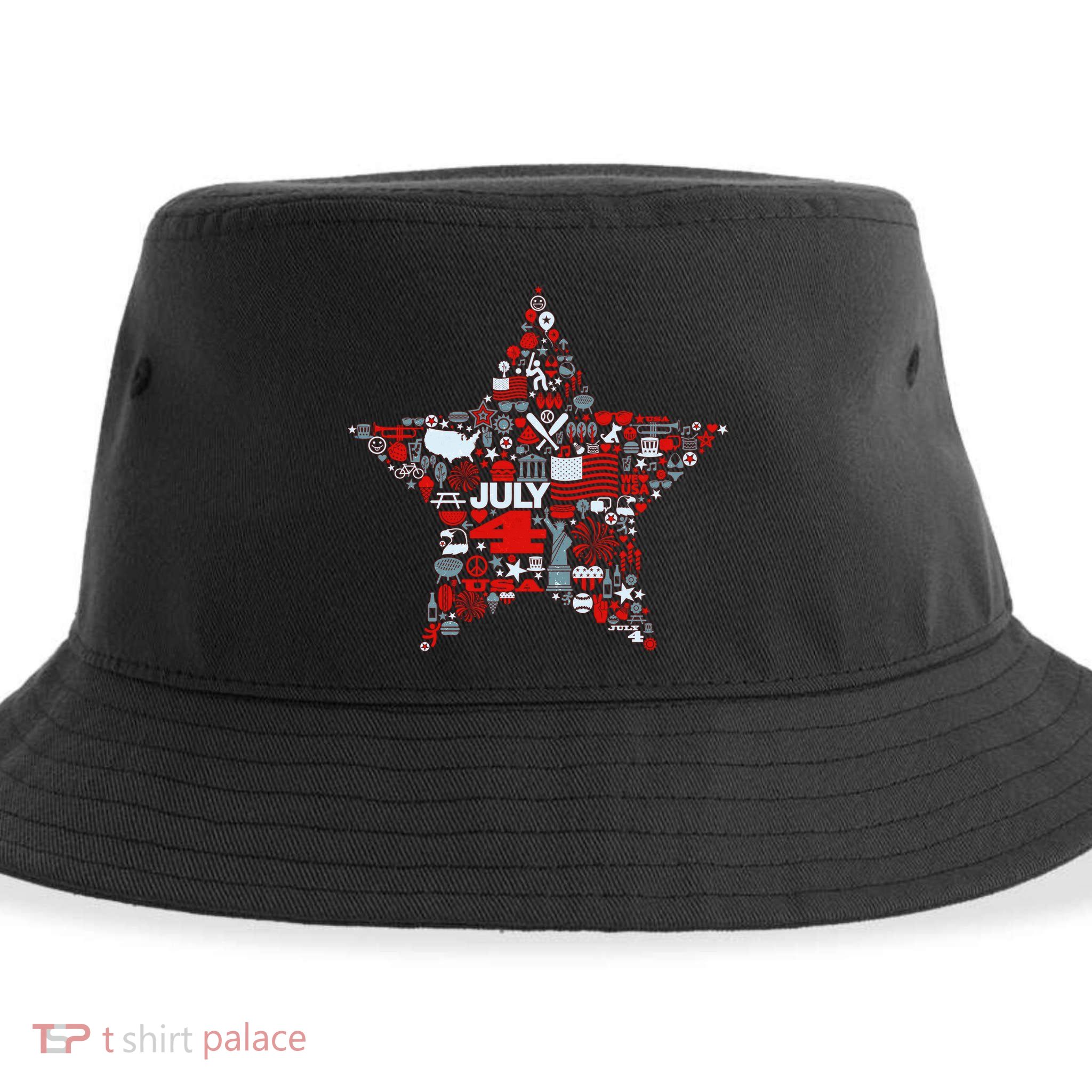 USA American 4th Of July Pattern Star Sustainable Bucket Hat