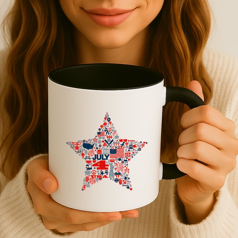 USA American 4th Of July Pattern Star Mug