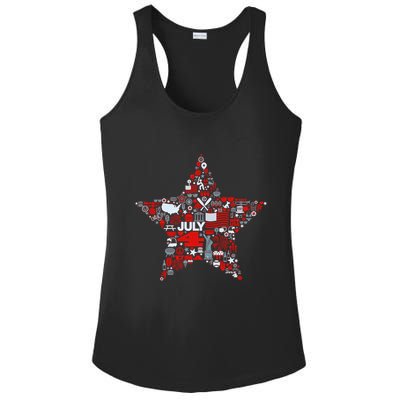USA American 4th Of July Pattern Star Ladies PosiCharge Competitor Racerback Tank