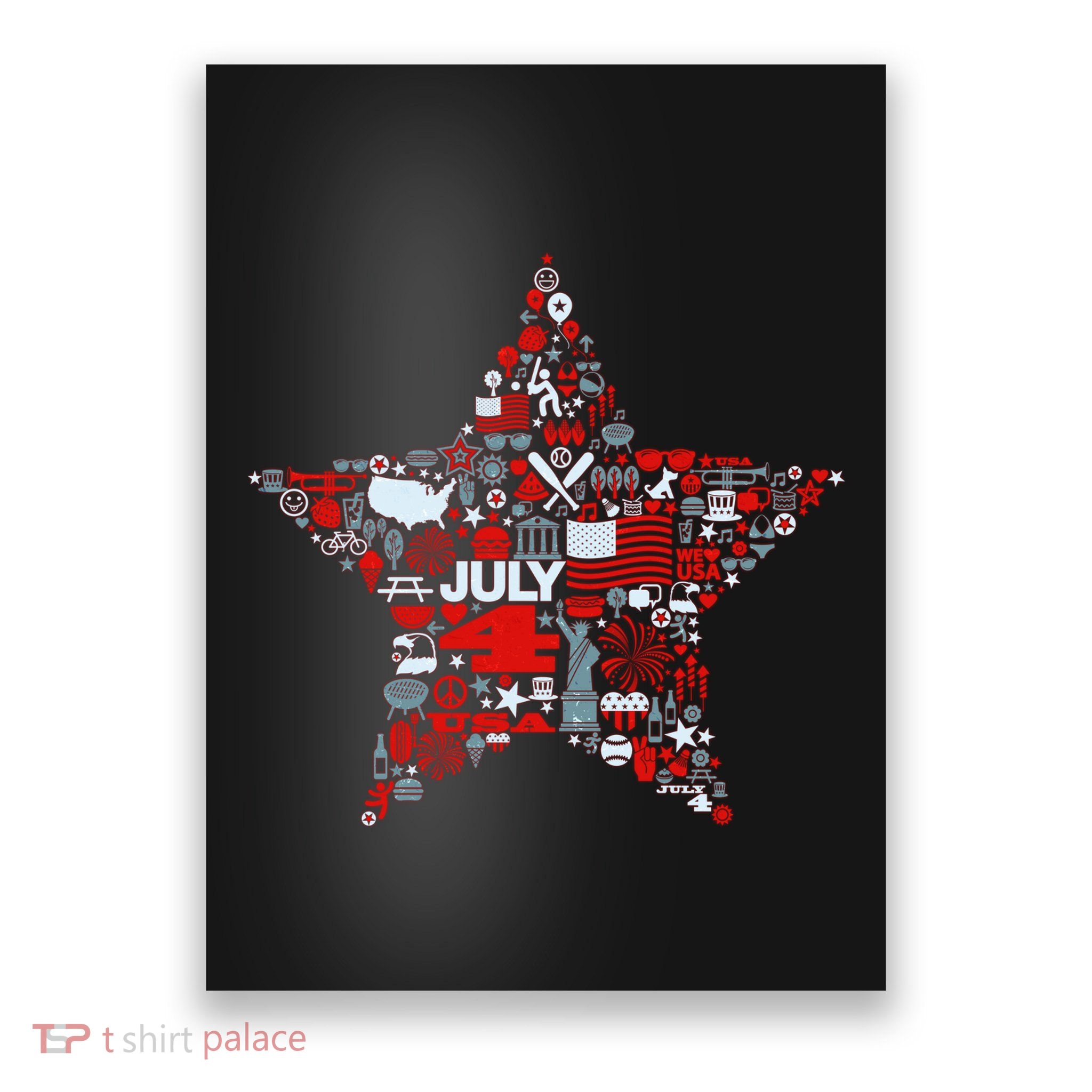 USA American 4th Of July Pattern Star Poster