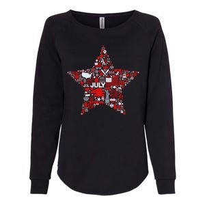 USA American 4th Of July Pattern Star Womens California Wash Sweatshirt