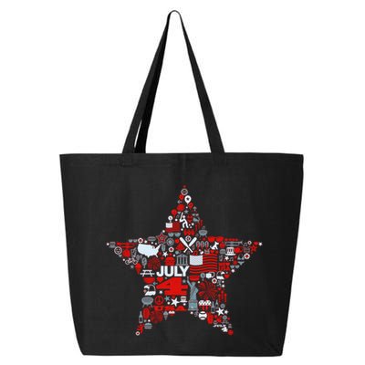 USA American 4th Of July Pattern Star 25L Jumbo Tote