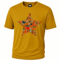 USA American 4th Of July Pattern Star Cooling Performance Crew T-Shirt