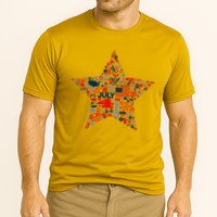 USA American 4th Of July Pattern Star Cooling Performance Crew T-Shirt