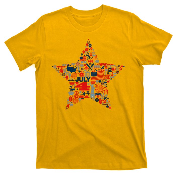 USA American 4th Of July Pattern Star T-Shirt