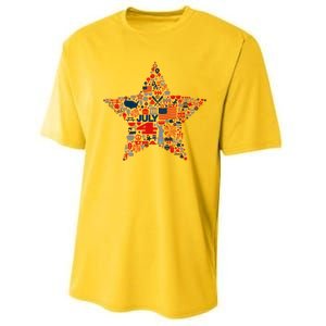 USA American 4th Of July Pattern Star Performance Sprint T-Shirt