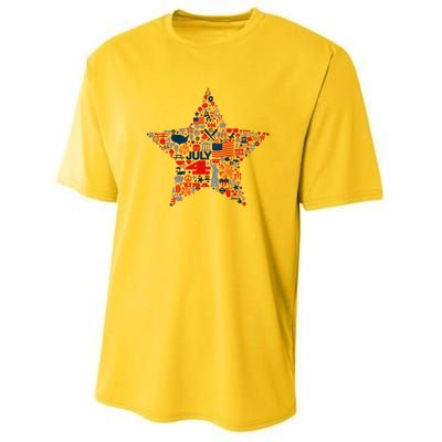 USA American 4th Of July Pattern Star Youth Performance Sprint T-Shirt