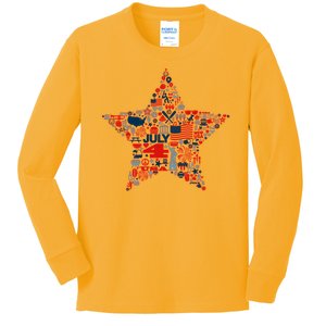 USA American 4th Of July Pattern Star Kids Long Sleeve Shirt