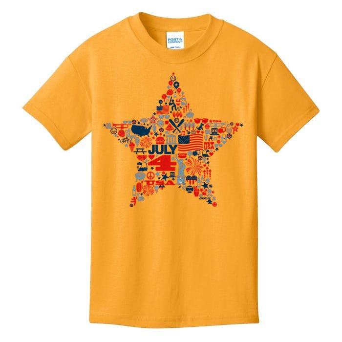 USA American 4th Of July Pattern Star Kids T-Shirt