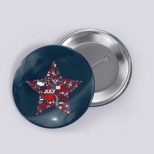 USA American 4th Of July Pattern Star Button