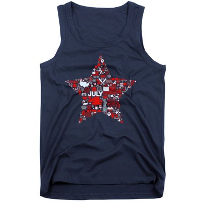 USA American 4th Of July Pattern Star Tank Top