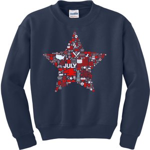 USA American 4th Of July Pattern Star Kids Sweatshirt