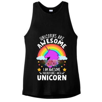 Unicorns Are Awesome I Am Awesome Therefore I Am A Unicorn Ladies PosiCharge Tri-Blend Wicking Tank