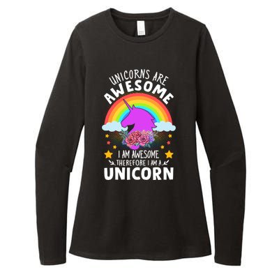 Unicorns Are Awesome I Am Awesome Therefore I Am A Unicorn Womens CVC Long Sleeve Shirt