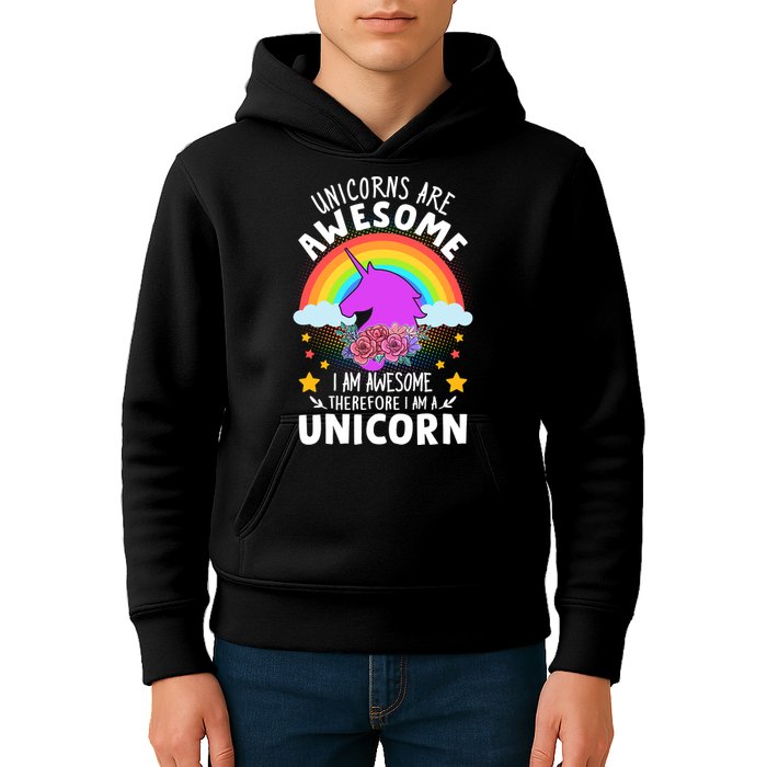 Unicorns Are Awesome I Am Awesome Therefore I Am A Unicorn Kids Hoodie