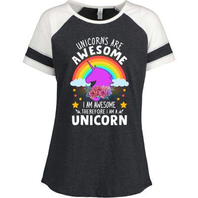 Unicorns Are Awesome I Am Awesome Therefore I Am A Unicorn Enza Ladies Jersey Colorblock Tee