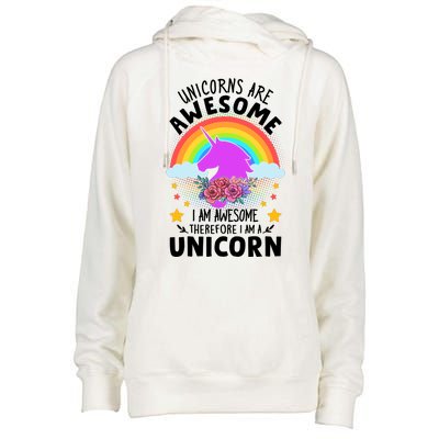 Unicorns Are Awesome I Am Awesome Therefore I Am A Unicorn Womens Funnel Neck Pullover Hood