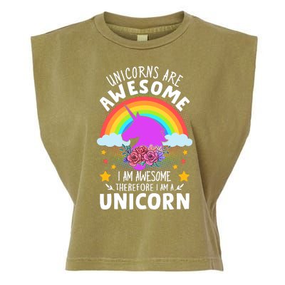 Unicorns Are Awesome I Am Awesome Therefore I Am A Unicorn Garment-Dyed Women's Muscle Tee