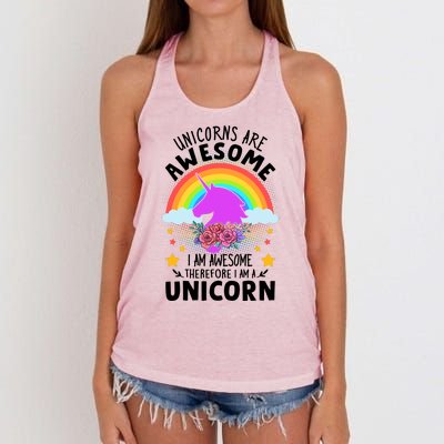 Unicorns Are Awesome I Am Awesome Therefore I Am A Unicorn Women's Knotted Racerback Tank