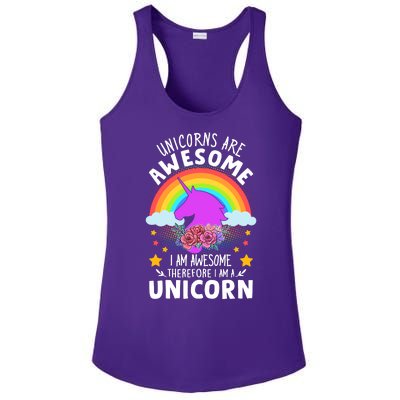 Unicorns Are Awesome I Am Awesome Therefore I Am A Unicorn Ladies PosiCharge Competitor Racerback Tank