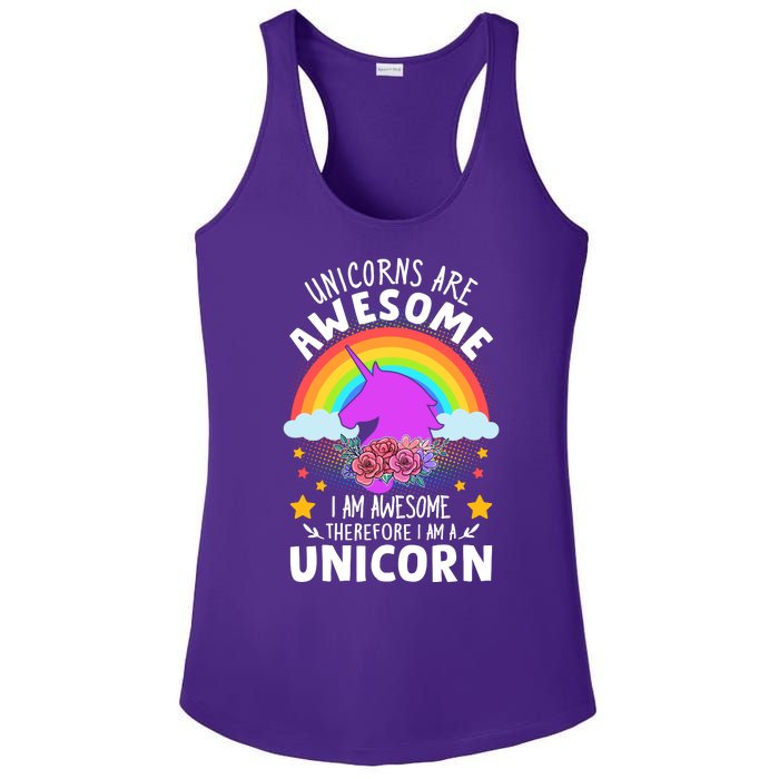 Unicorns Are Awesome I Am Awesome Therefore I Am A Unicorn Ladies PosiCharge Competitor Racerback Tank