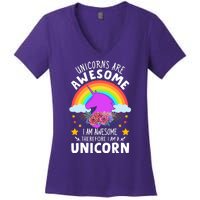 Unicorns Are Awesome I Am Awesome Therefore I Am A Unicorn Women's V-Neck T-Shirt