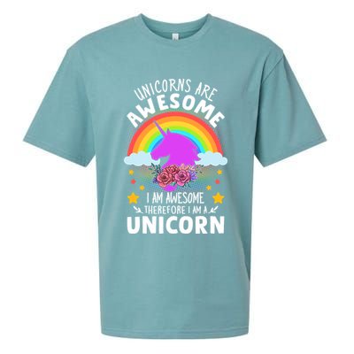 Unicorns Are Awesome I Am Awesome Therefore I Am A Unicorn Sueded Cloud Jersey T-Shirt