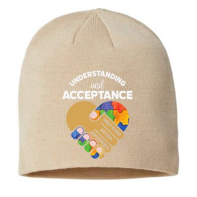 Understanding Acceptance Autism Awareness Heart Puzzle Sustainable Beanie