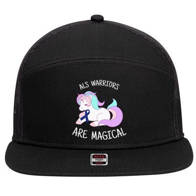 Unicorn ALS Awareness , ALS Warrior 7 Panel Mesh Trucker Snapback Hat