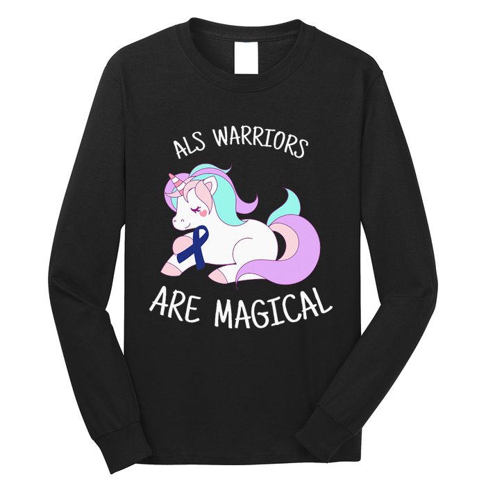 Unicorn ALS Awareness , ALS Warrior Long Sleeve Shirt