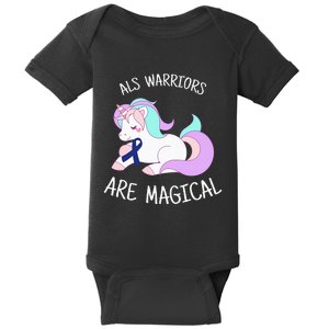 Unicorn ALS Awareness , ALS Warrior Baby Bodysuit