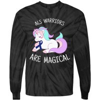 Unicorn ALS Awareness , ALS Warrior Tie-Dye Long Sleeve Shirt