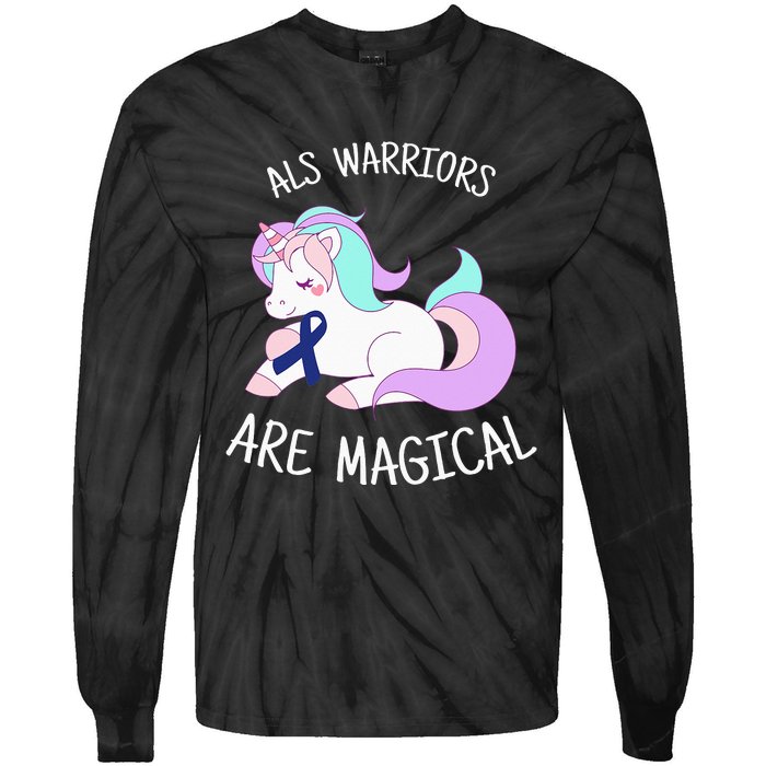 Unicorn ALS Awareness , ALS Warrior Tie-Dye Long Sleeve Shirt