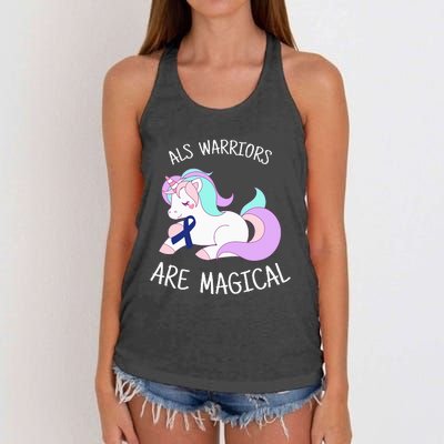 Unicorn ALS Awareness , ALS Warrior Women's Knotted Racerback Tank