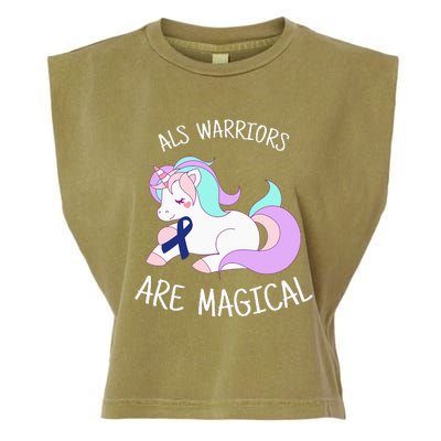 Unicorn ALS Awareness , ALS Warrior Garment-Dyed Women's Muscle Tee