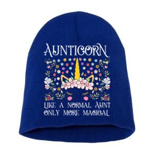 Unicorn Aunt Aunticorn Funny Auntie Floral Funny Gift Unty Cute Gift Short Acrylic Beanie