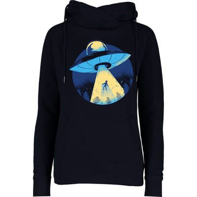 Ufo Alien Abduction Flying Saucer Area 51 Conspiracy Womens Funnel Neck Pullover Hood