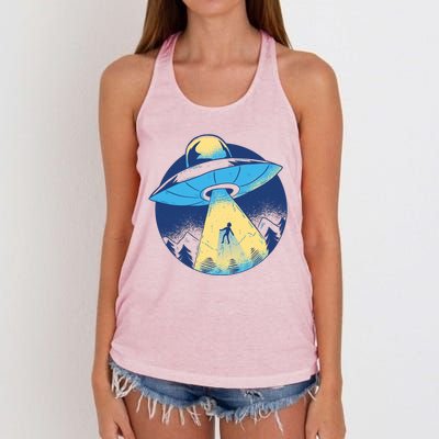 Ufo Alien Abduction Flying Saucer Area 51 Conspiracy Women's Knotted Racerback Tank