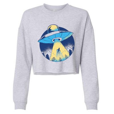 Ufo Alien Abduction Flying Saucer Area 51 Conspiracy Cropped Pullover Crew